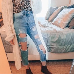 Light blue size 4 high waisted distressed jeans